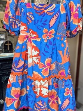 Joy Joy Colorblock Floral Smocked Dress